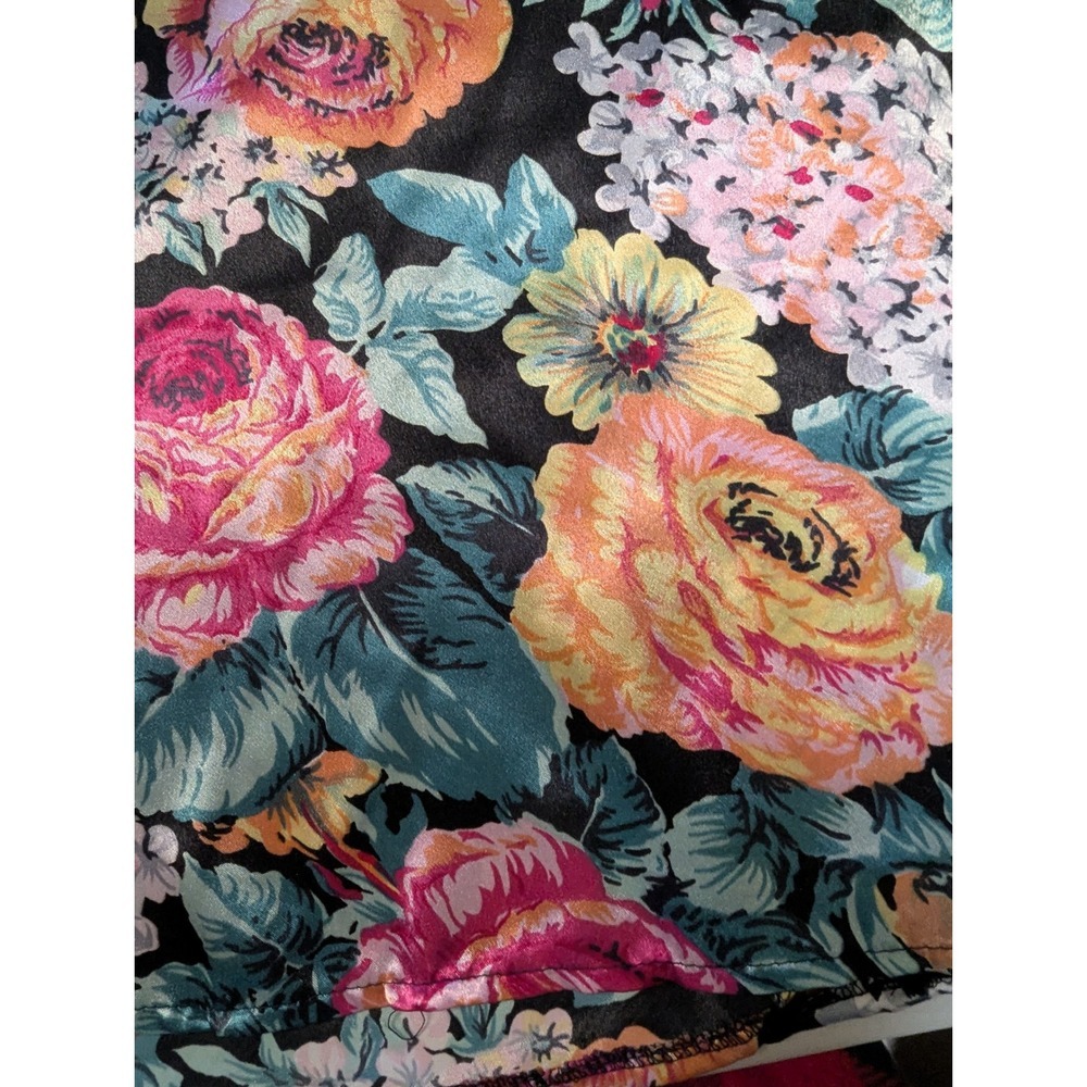 Vintage Kathryn Floral Satin Sleep Shirt Large Mumu Nightgown Long Sleeve Silky - Picture 10 of 12